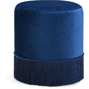 Meridian Furniture Teddy Contemporary Velvet Ottoman/Stool in Navy