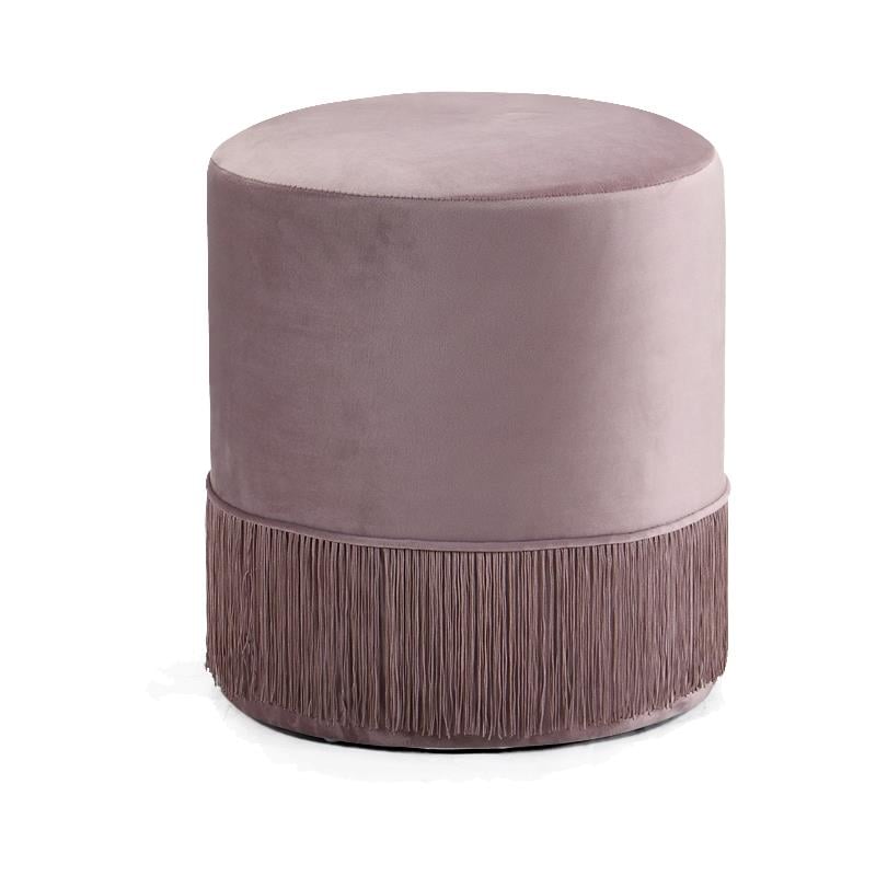 Meridian Furniture Teddy Contemporary Velvet Ottoman/Stool in Pink