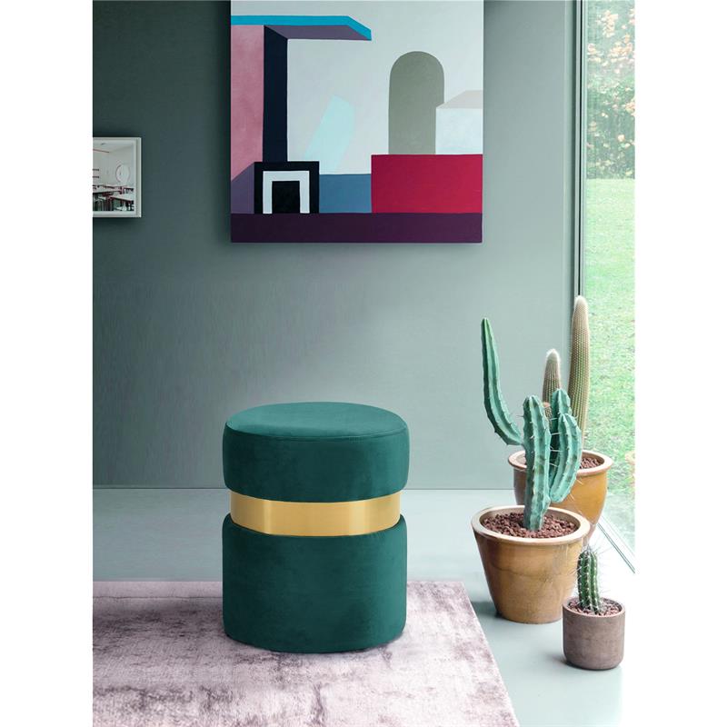 Meridian Furniture Hailey Contemporary Velvet Ottoman/Stool in Green