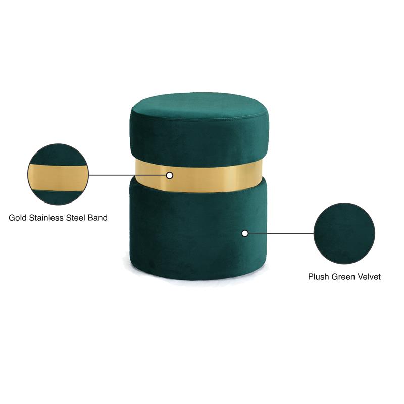 Meridian Furniture Hailey Contemporary Velvet Ottoman/Stool in Green