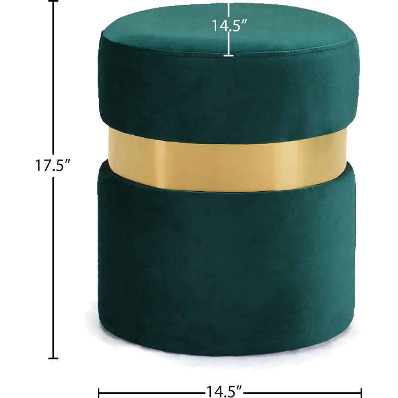 Meridian Furniture Hailey Contemporary Velvet Ottoman/Stool in Green