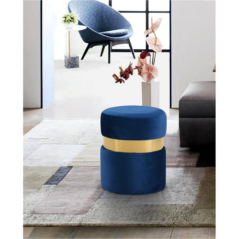 Meridian Furniture Hailey Contemporary Velvet Ottoman/Stool in Navy
