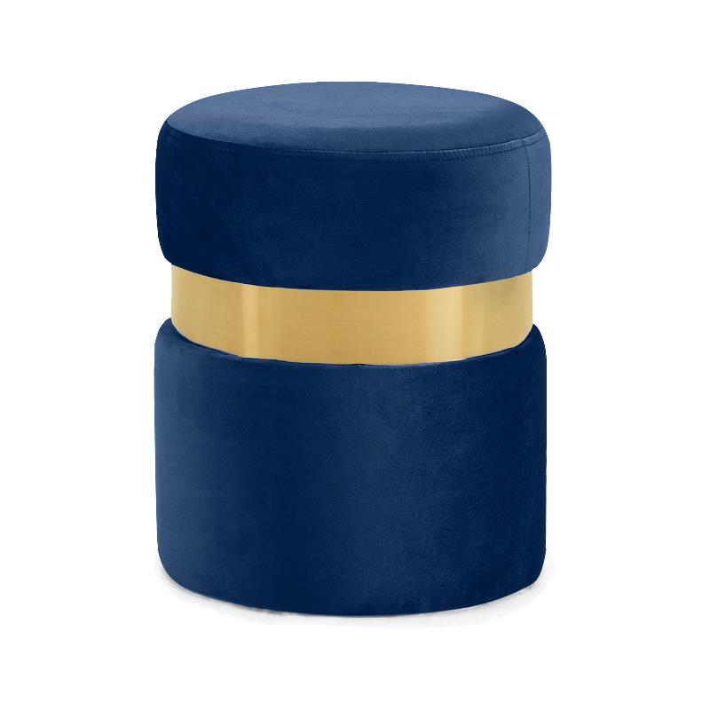 Meridian Furniture Hailey Contemporary Velvet Ottoman/Stool in Navy