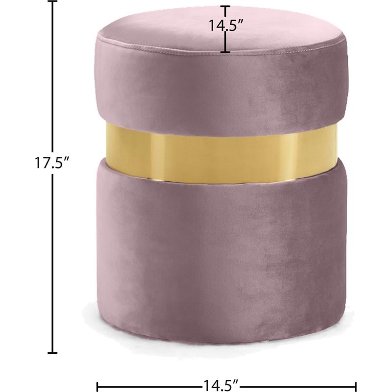 Meridian Furniture Hailey Contemporary Velvet Ottoman/Stool in Pink