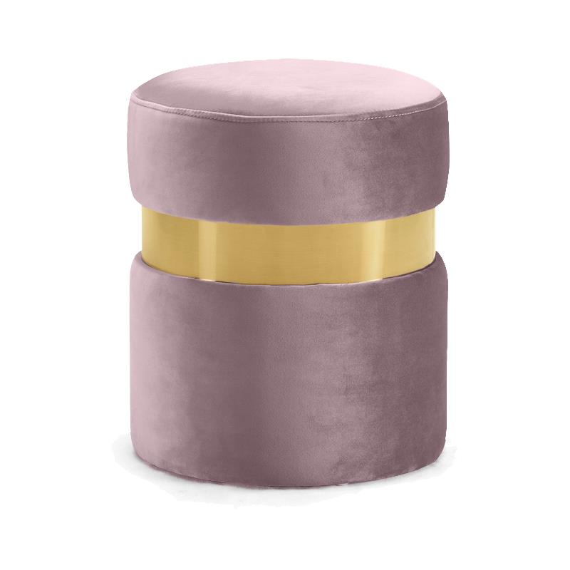 Meridian Furniture Hailey Contemporary Velvet Ottoman/Stool in Pink