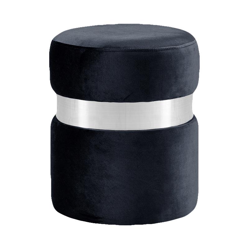 Meridian Furniture Hailey Velvet Ottoman | Stool - Chrome