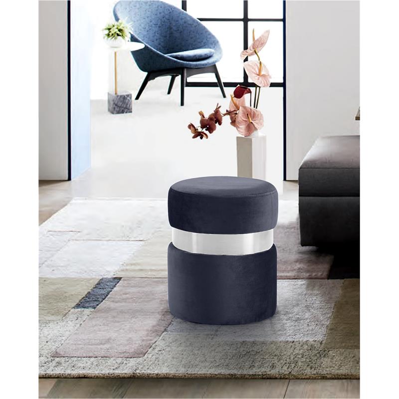 Meridian Furniture Hailey Contemporary Velvet Ottoman/Stool in Gray