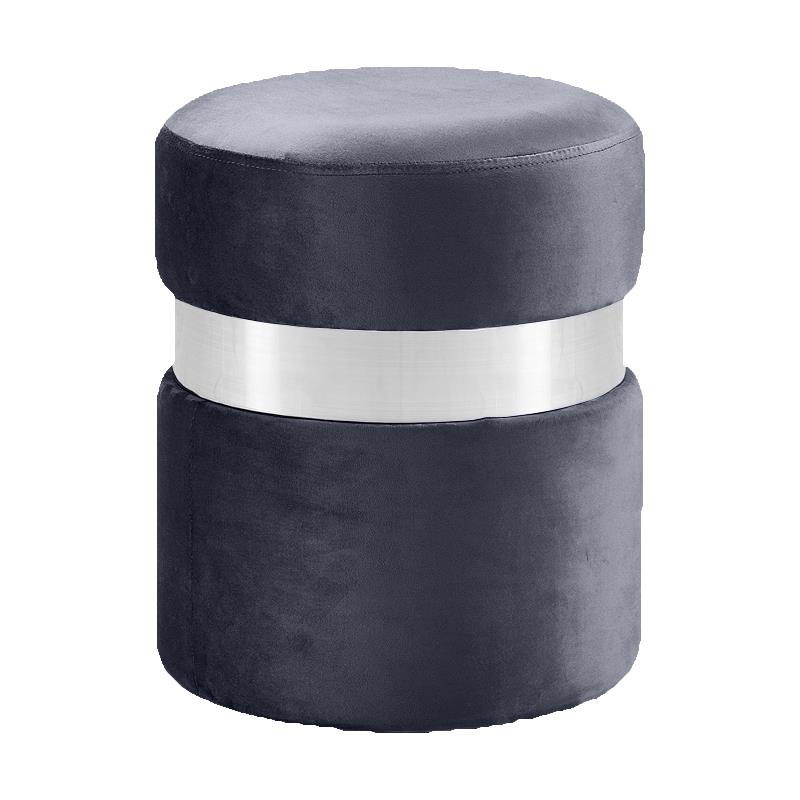 Meridian Furniture Hailey Contemporary Velvet Ottoman/Stool in Gray