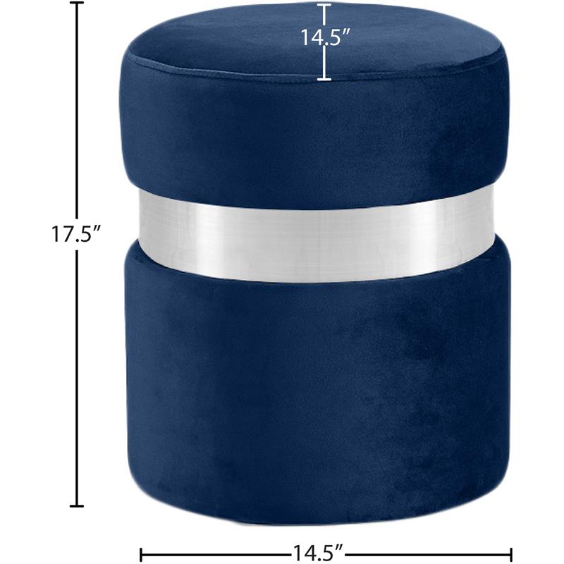 Meridian Furniture Hailey Contemporary Velvet Ottoman/Stool in Navy