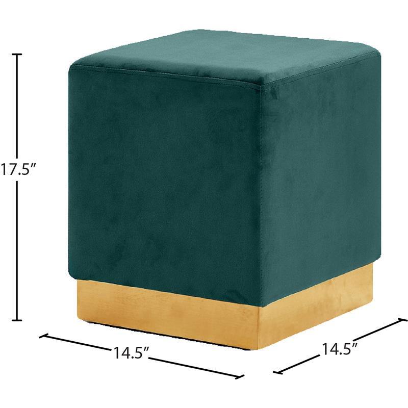 Meridian Furniture Jax Contemporary Velvet Ottoman/Stool in Green