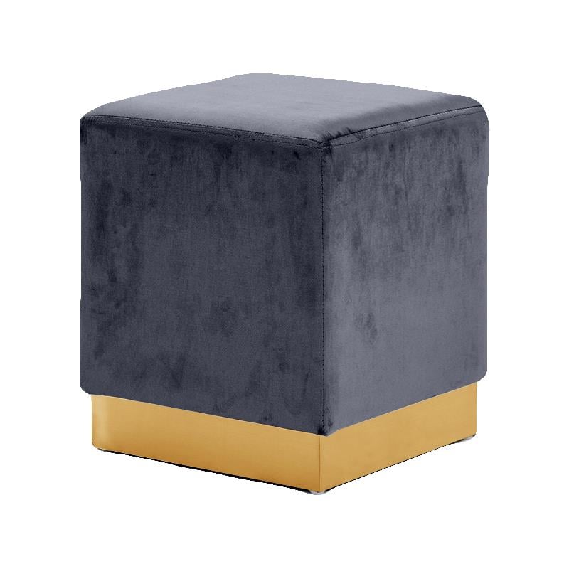 Meridian Furniture Jax Contemporary Velvet Ottoman/Stool in Gray