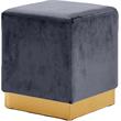 Meridian Furniture Jax Contemporary Velvet Ottoman/Stool in Gray