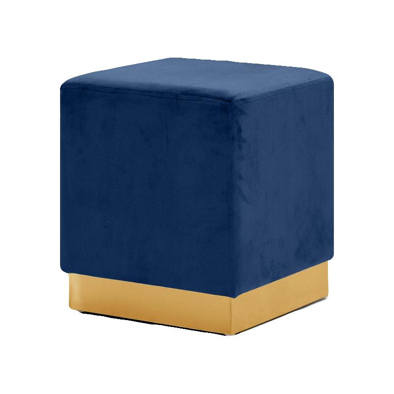 Meridian Furniture Jax Contemporary Velvet Ottoman/Stool in Navy