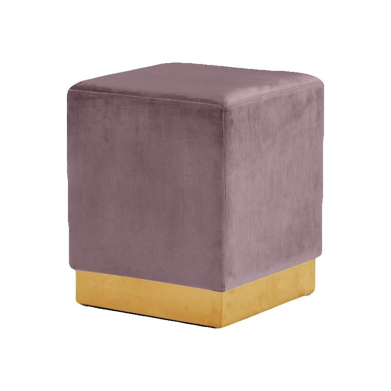 Meridian Furniture Jax Contemporary Velvet Ottoman/Stool in Pink