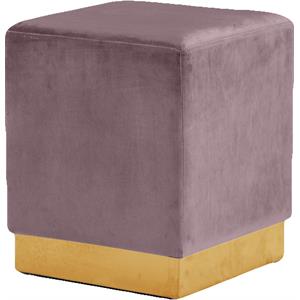 Meridian Furniture Jax Contemporary Velvet Ottoman/Stool in Pink