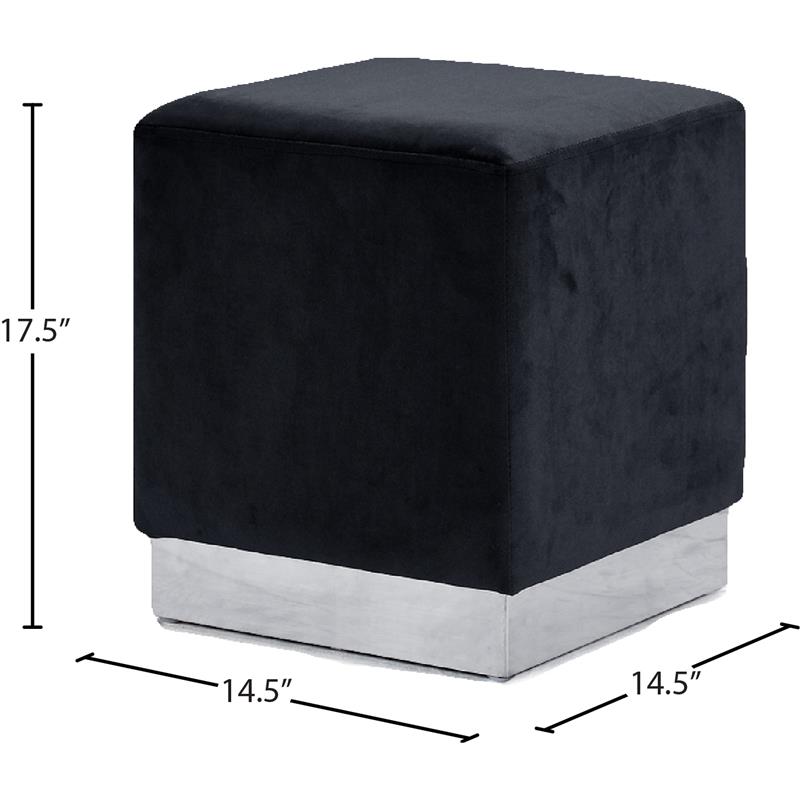 Meridian Furniture Jax Velvet Ottoman | Stool - Chrome Meridian Furniture Jax Velvet Ottoman | Stool - Chrome