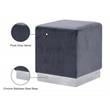 Meridian Furniture Jax Contemporary Velvet Ottoman/Stool in Gray