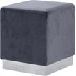 Meridian Furniture Jax Contemporary Velvet Ottoman/Stool in Gray