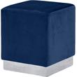 Meridian Furniture Jax Contemporary Velvet Ottoman/Stool in Navy