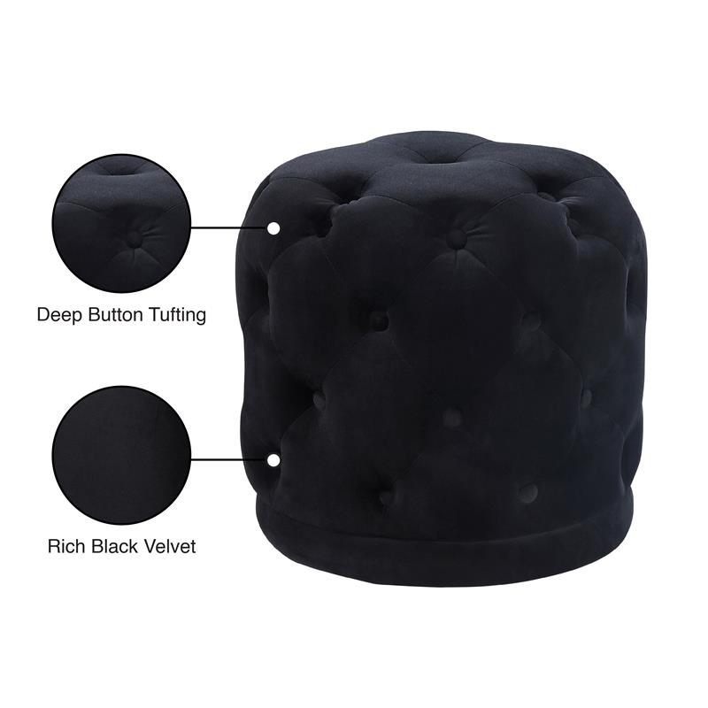 Meridian Furniture Harper Contemporary Velvet Ottoman/Stool in Black