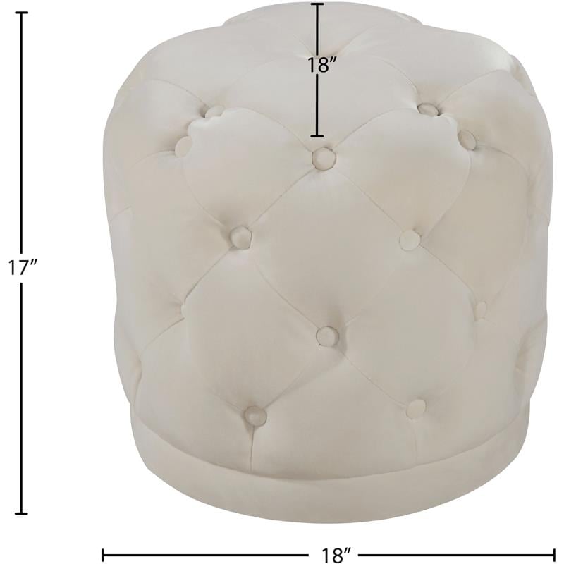 Meridian Furniture Harper Contemporary Velvet Ottoman/Stool in Cream