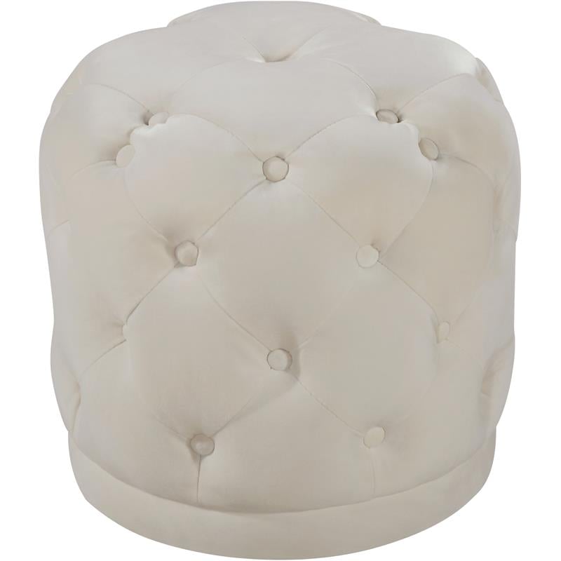 Meridian Furniture Harper Contemporary Velvet Ottoman/Stool in Cream