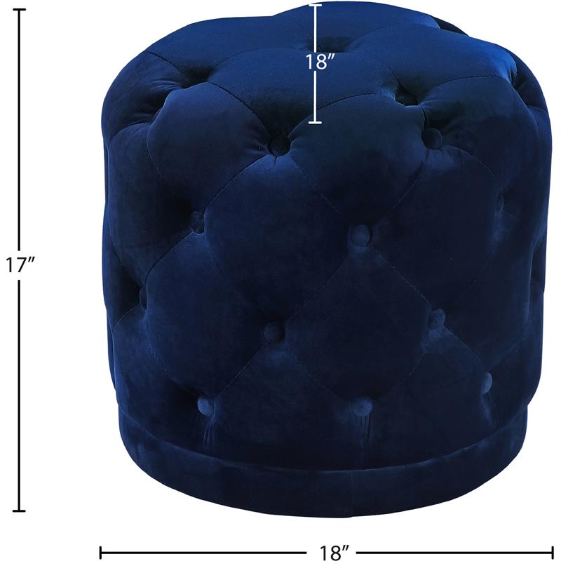 Meridian Furniture Harper Contemporary Velvet Ottoman/Stool in Navy