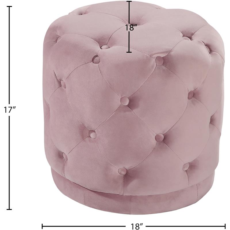 Meridian Furniture Harper Contemporary Velvet Ottoman/Stool in Pink