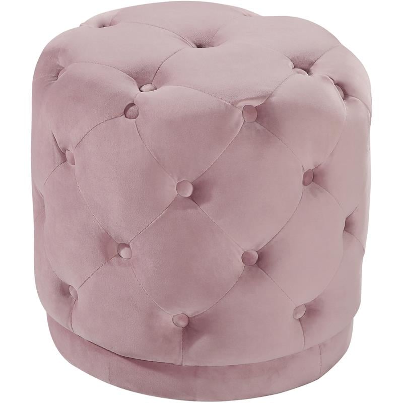 Meridian Furniture Harper Contemporary Velvet Ottoman/Stool in Pink