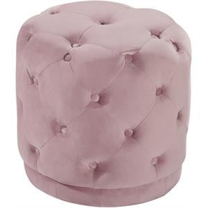 Meridian Furniture Harper Contemporary Velvet Ottoman/Stool in Pink
