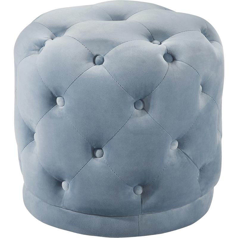 Meridian Furniture Harper Contemporary Velvet Ottoman/Stool in Sky Blue