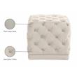 Meridian Furniture Stella Contemporary Velvet Ottoman/Stool in Cream