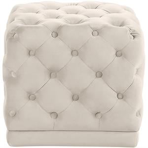 Meridian Furniture Stella Contemporary Velvet Ottoman/Stool in Cream