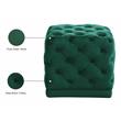 Meridian Furniture Stella Contemporary Velvet Ottoman/Stool in Green