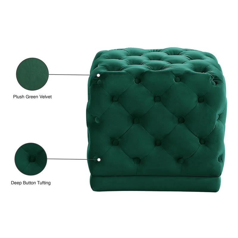 Meridian Furniture Stella Contemporary Velvet Ottoman/Stool in Green
