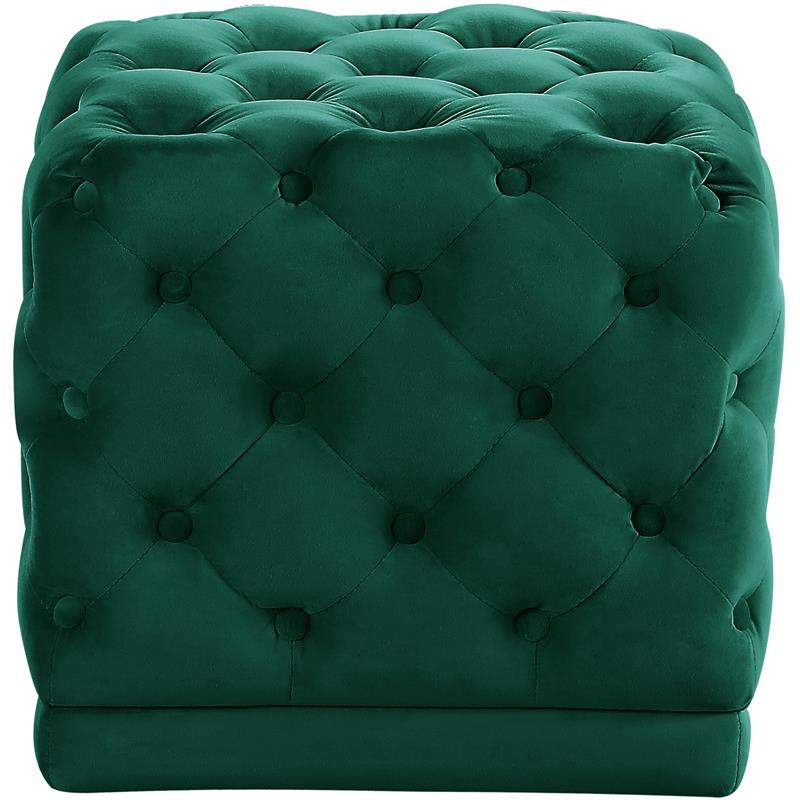 Meridian Furniture Stella Contemporary Velvet Ottoman/Stool in Green