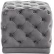 Meridian Furniture Stella Contemporary Velvet Ottoman/Stool in Gray