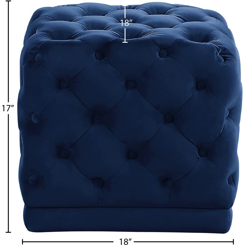 Meridian Furniture Stella Contemporary Velvet Ottoman/Stool in Navy