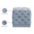 Meridian Furniture Stella Contemporary Velvet Ottoman/Stool in Sky Blue