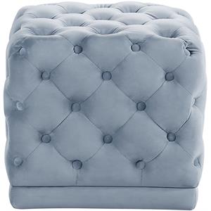 Meridian Furniture Stella Contemporary Velvet Ottoman/Stool in Sky Blue