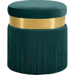 Meridian Furniture Yasmine Contemporary Velvet Ottoman/Stool in Green