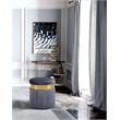 Meridian Furniture Yasmine Contemporary Velvet Ottoman/Stool in Gray