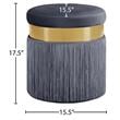 Meridian Furniture Yasmine Contemporary Velvet Ottoman/Stool in Gray