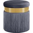 Meridian Furniture Yasmine Contemporary Velvet Ottoman/Stool in Gray