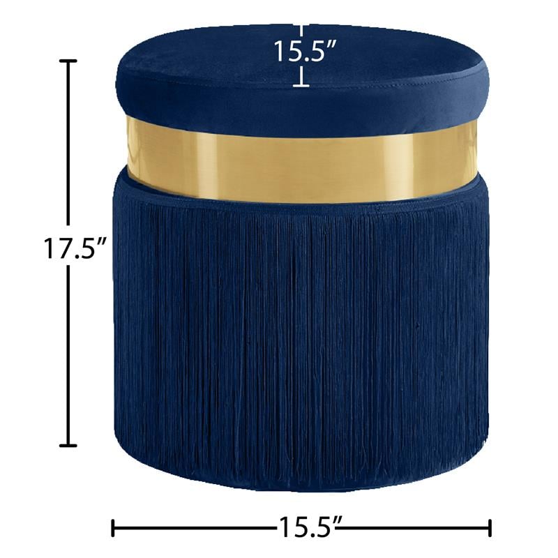 Meridian Furniture Yasmine Contemporary Velvet Ottoman/Stool in Navy