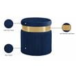 Meridian Furniture Yasmine Contemporary Velvet Ottoman/Stool in Navy