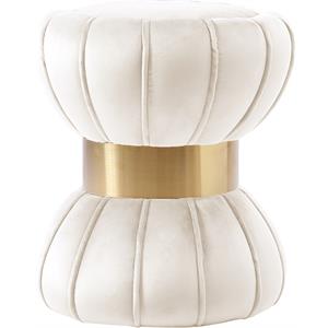 Meridian Furniture Vino Contemporary Velvet Ottoman/Stool in Cream