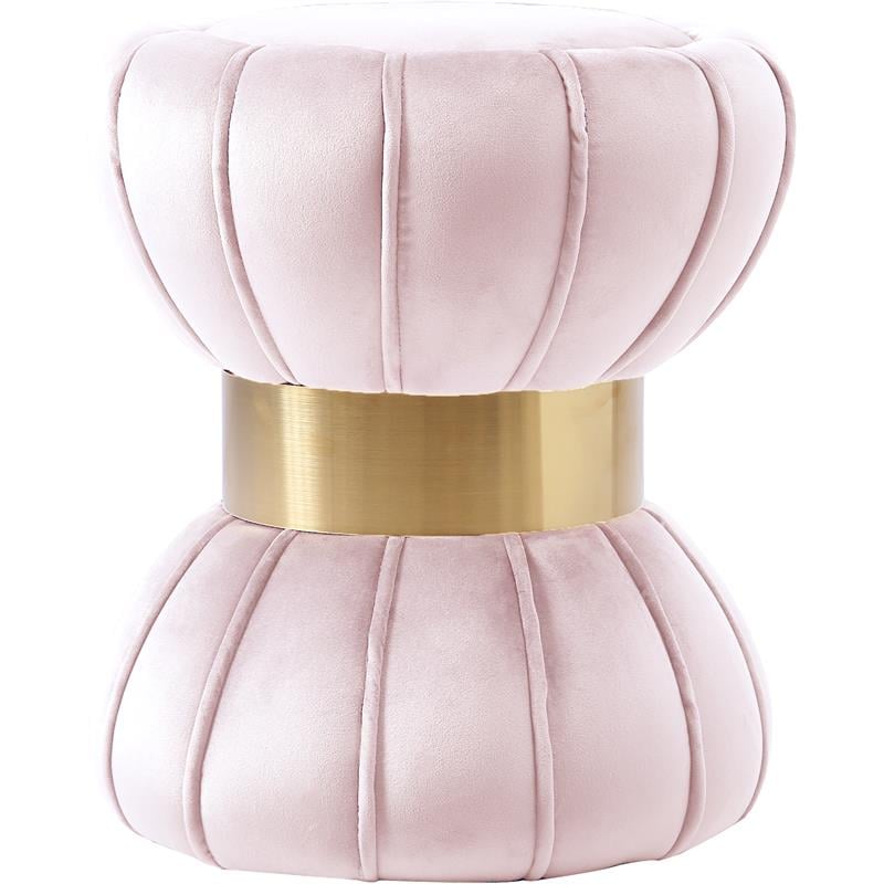 Meridian Furniture Vino Contemporary Velvet Ottoman/Stool in Pink