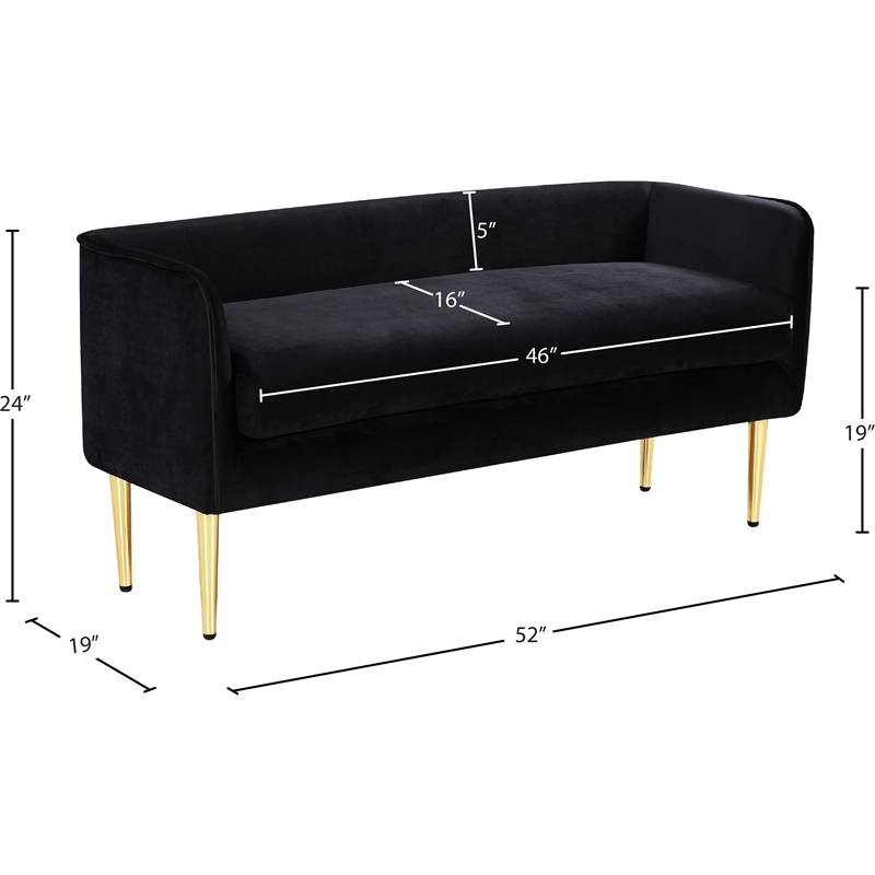 Meridian Furniture Audrey Black Velvet Bench