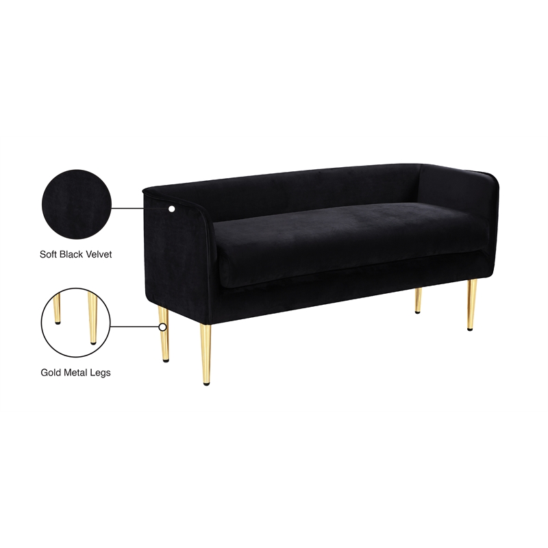 Meridian Furniture Audrey Black Velvet Bench